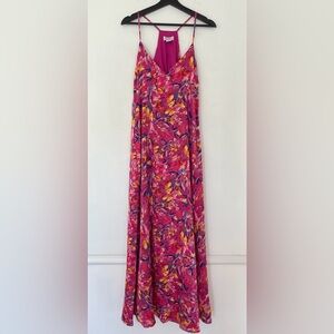 Nicole Miller New York Satin Floral Maxi Slip Dress Size L